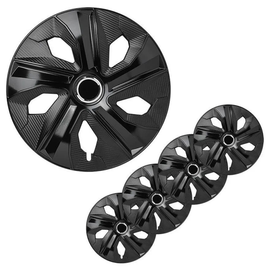 Radblenden-Set Moon Ring Carbon Schwarz 14 Zoll 4 Stück im Displaykarton