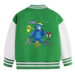Rainbow Friends Baseballjacke Kinder Preppy Jacke Blue Green Red Sportjacke Mantel