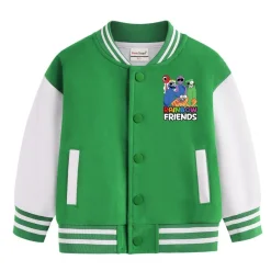 Rainbow Friends Baseballjacke Kinder Preppy Jacke Blue Green Red Sportjacke Mantel