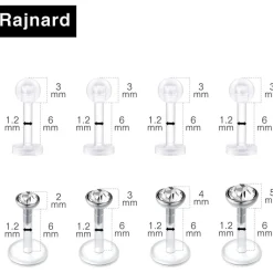 Rajnard 18er 16G 6mm Tragus Helix Lippenpiercing Labret Studs aus Edelstahl