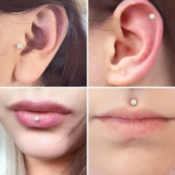 Rajnard Piercing Ersatzkugel Chirurgenstahl Glitzer für Ohr, Septum, Nase