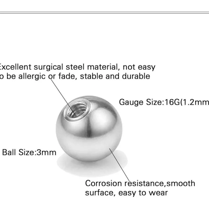 Rajnard Piercing Kugeln 14G 16G Ersatzkugeln für Schmuck Chirurgenstahl