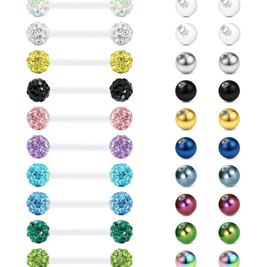 Rajnard Zungenpiercing Kunststoff Klar Bioflex 14g Flexibler Gerader Barbell