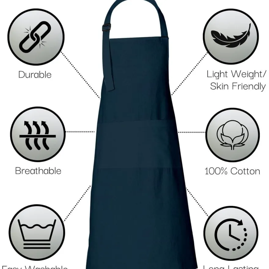 Rajrang Kochschürze für Damen & Herren, 69x89 cm, 100% Baumwolle, 3 Taschen