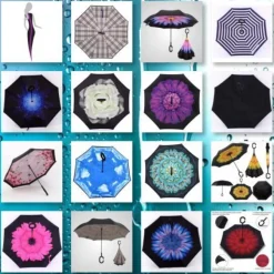 Regenschirm umgedreht Inverted Stockschirm Rose Selbst Stehend + Hülle