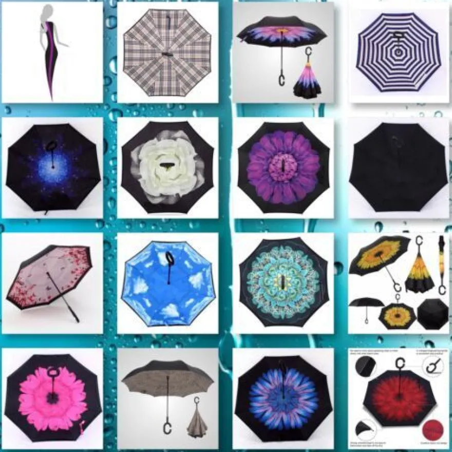 Regenschirm umgedreht Inverted Stockschirm Rose Selbst Stehend + Hülle