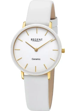 Regent Damenuhr Edelstahl Vergoldet/Keramik Weiß Ø 34 mm BA-842