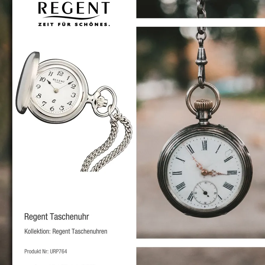 Regent Herren Taschenuhr Analog Gehäuse silber URP764