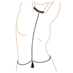 3-reihige Hals-Perlen-Kette mit Bikinikette schwarz Frauen Schmuck Sommer Sexy