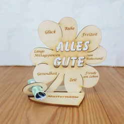 Rente, Ruhestand, Kleeblatt Geldgeschenk 11cm Glückwünsche, Wunschgravur