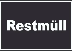 Restmüll Mülltrennung Schild mit Text waagerecht