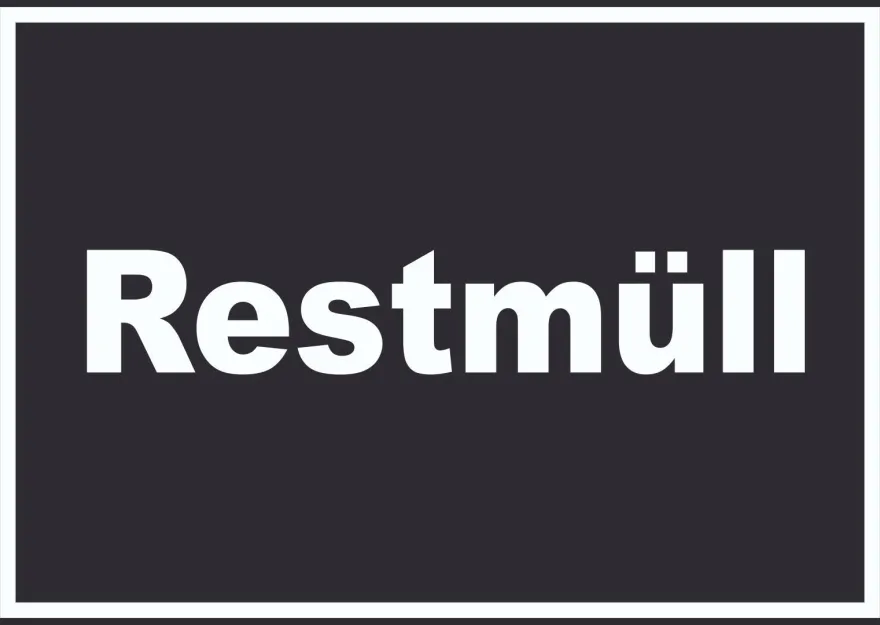 Restmüll Mülltrennung Schild mit Text waagerecht