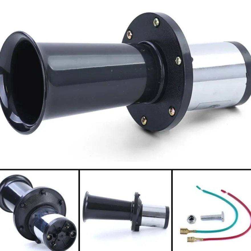 Retro Hupe Fanfare mit Oldtimer Klang Sound Universal Schwarz 12V