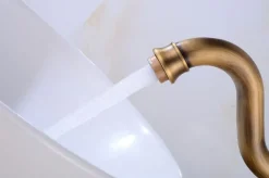 Retro Messing Wasserhahn SUAM - Antik gebürstet, ca. 30 cm Vintage Bad Armatur