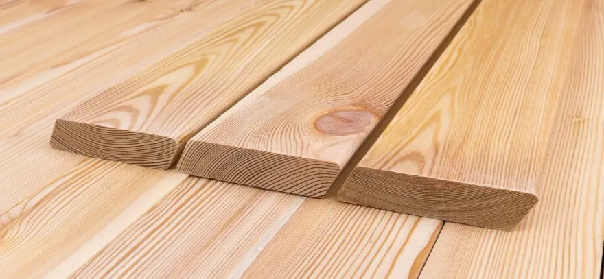 Rhombusleisten 30°, 21 x 95 mm, Sibirische Lärche A/B Sort, Komplettset 10-90 m²