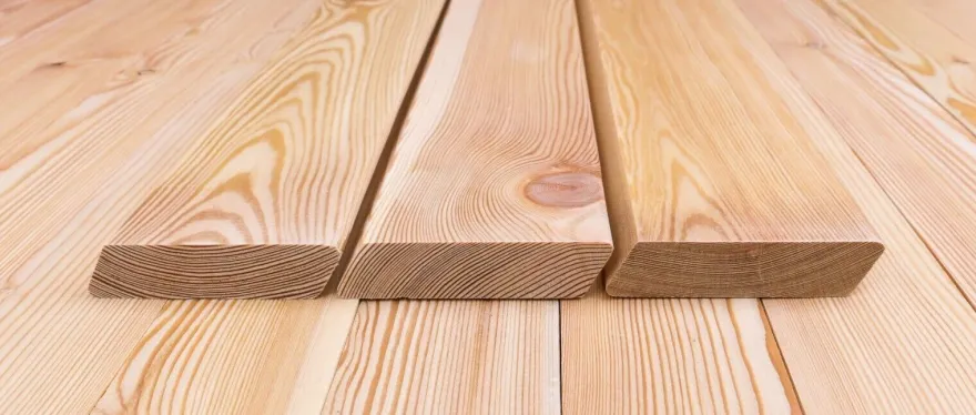 Rhombusleisten 30°, 21 x 95 mm, Sibirische Lärche A/B Sort, Komplettset 10-90 m²