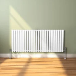 Röhrenheizkörper Oval & Chrom Thermostatventile Modern Weiß 600 x 1440mm