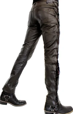 Ricano Cow Waxy Braun Schnürlederhose Herren Rindsleder Bikerhose Western Lederhose