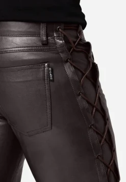Ricano Cow Waxy Braun Schnürlederhose Herren Rindsleder Bikerhose Western Lederhose