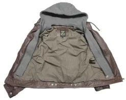 Ricano Rex Braun Herren Lederjacke Büffel Nappa Bikerjacke mit Kapuze Echtleder