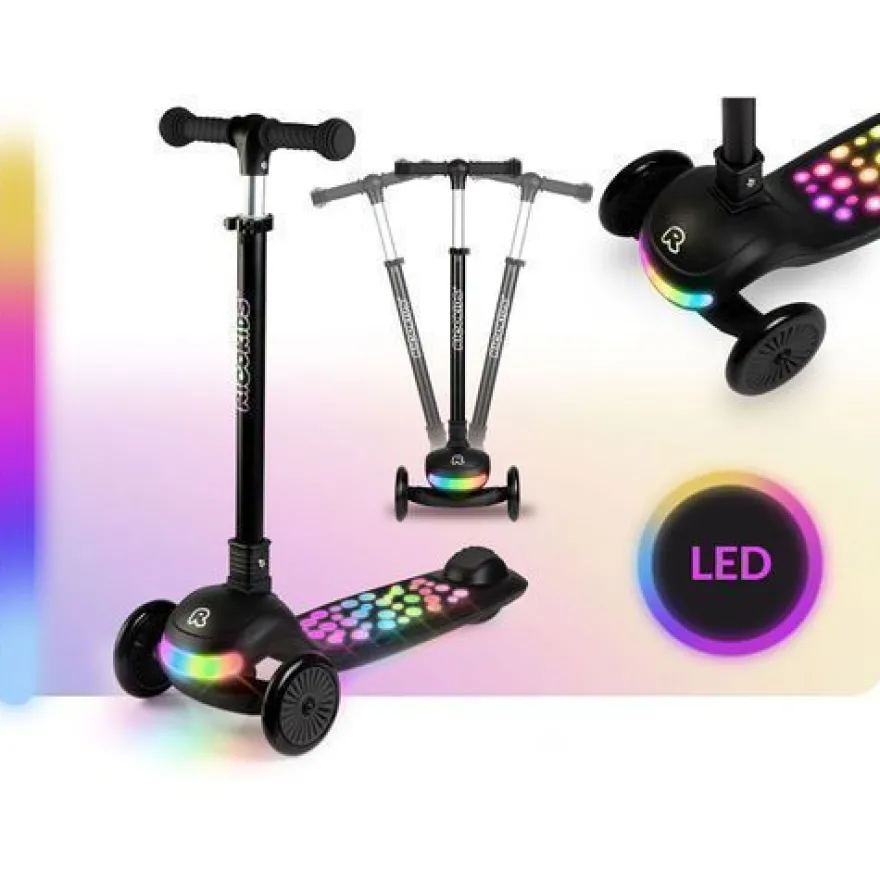 Ricokids Glowi Dreirad-LED-Balance-Scooter für Kinder - Schwarz