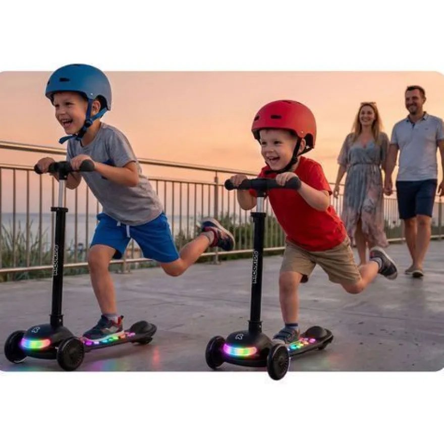 Ricokids Glowi Dreirad-LED-Balance-Scooter für Kinder - Schwarz