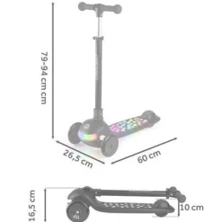 Ricokids Glowi Dreirad-LED-Balance-Scooter für Kinder - Schwarz