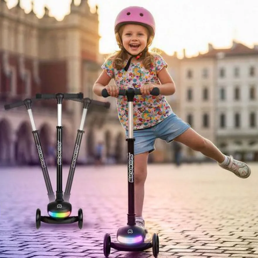 Ricokids Glowi Dreirad-LED-Balance-Scooter für Kinder - Schwarz