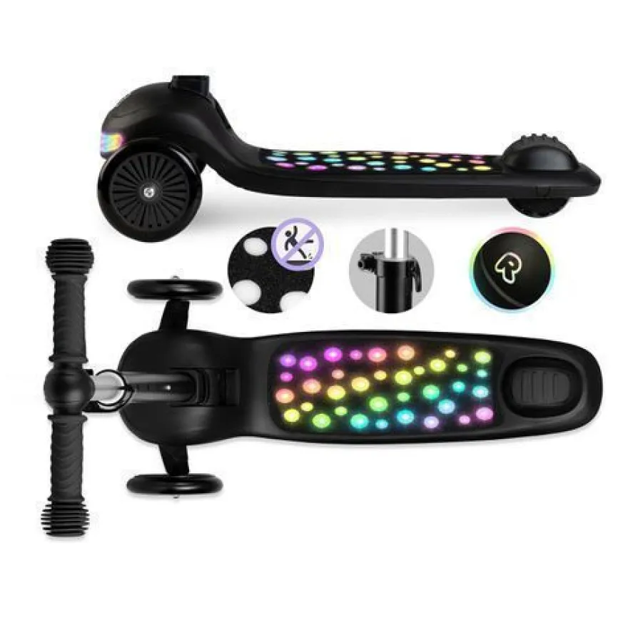 Ricokids Glowi Dreirad-LED-Balance-Scooter für Kinder - Schwarz