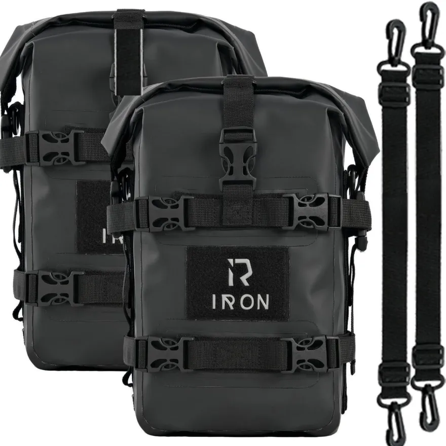 Rideiron Sturzbügeltaschen Motorrad - 2x5L wasserdichte Crash Bar Bags aus 500D