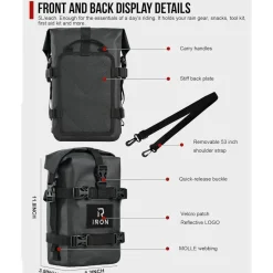 Rideiron Sturzbügeltaschen Motorrad - 2x5L wasserdichte Crash Bar Bags aus 500D