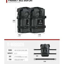 Rideiron Sturzbügeltaschen Motorrad - 2x5L wasserdichte Crash Bar Bags aus 500D