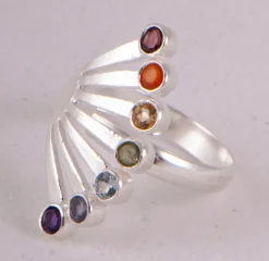 Ring CHAKRA FÄCHER offen 925er Silber Fingerring Esoterikschmuck Chakraschmuck