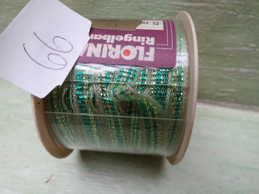 Ringelband Satin Papier Stoff Spitze Metallic Florina Sopp West Germany