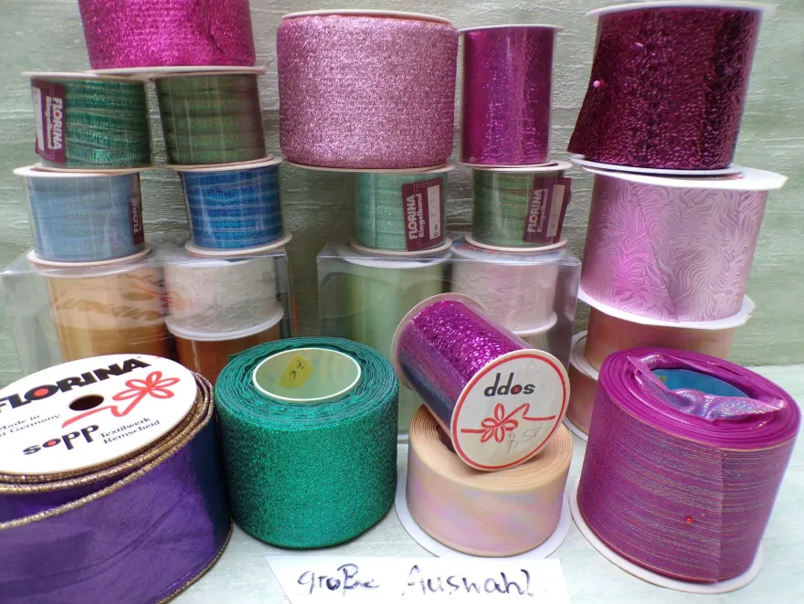 Ringelband Satin Papier Stoff Spitze Metallic Florina Sopp West Germany