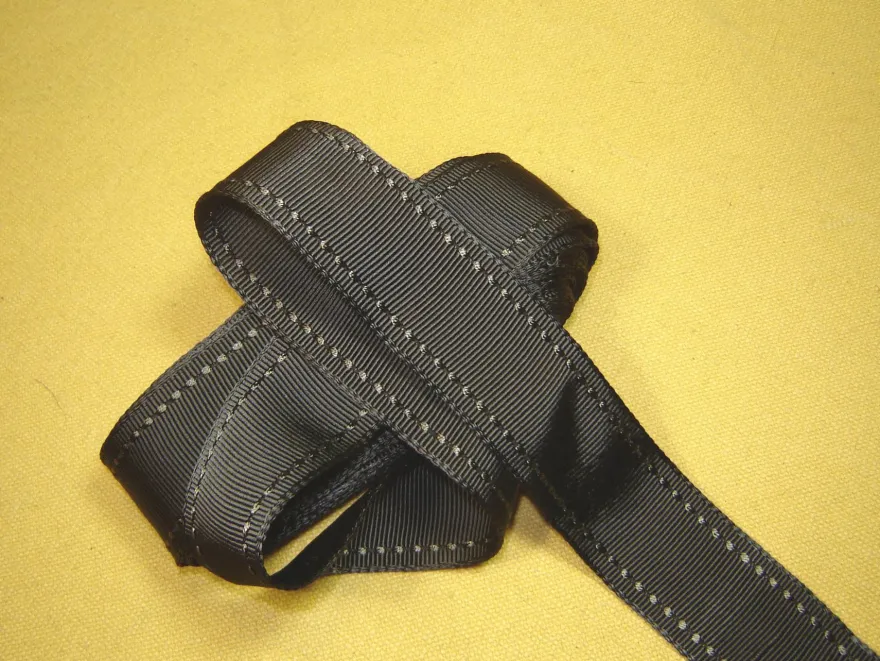 Ripsband Herrenhut Hutband seidig hochwertig blaugrau m Muster 3 cm breit Meter RB64