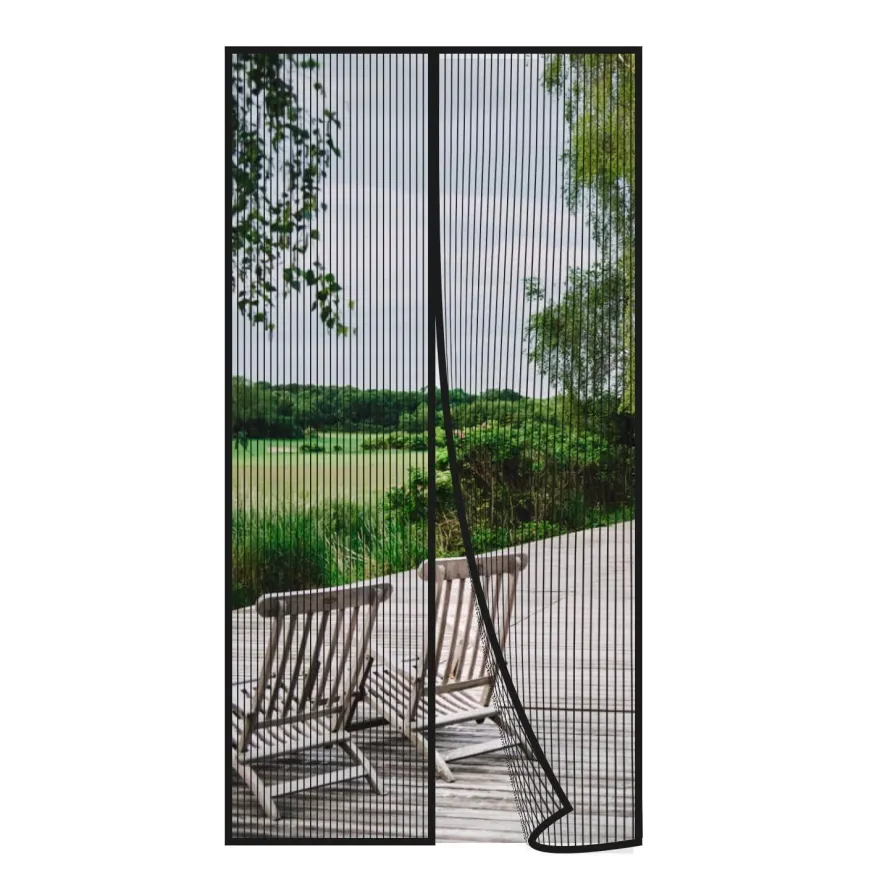Risareyi Magnet Fliegengitter Tür 120x205cm Schwarz - Insektenschutz Balkontür