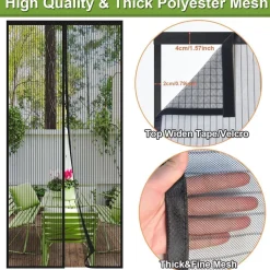 Risareyi Magnet Fliegengitter Tür 65x210cm Schwarz - Insektenschutz für Balkon