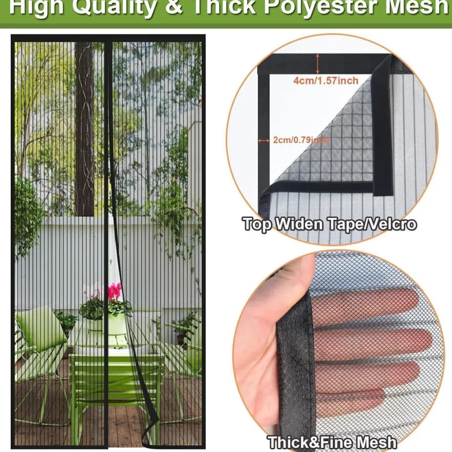 Risareyi Magnet Fliegengitter Tür 65x210cm Schwarz - Insektenschutz für Balkon