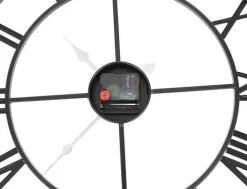Römische Loft Wanduhr 3D groß Ø47cm Metall Retro Industrie Design schwarz