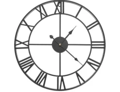Römische Loft Wanduhr 3D groß Ø47cm Metall Retro Industrie Design schwarz
