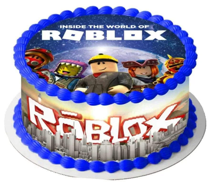 Roblox Online-Spiel Essbar Zuckermasse Tortenbild Tortenaufleger + 4 Muffin r01