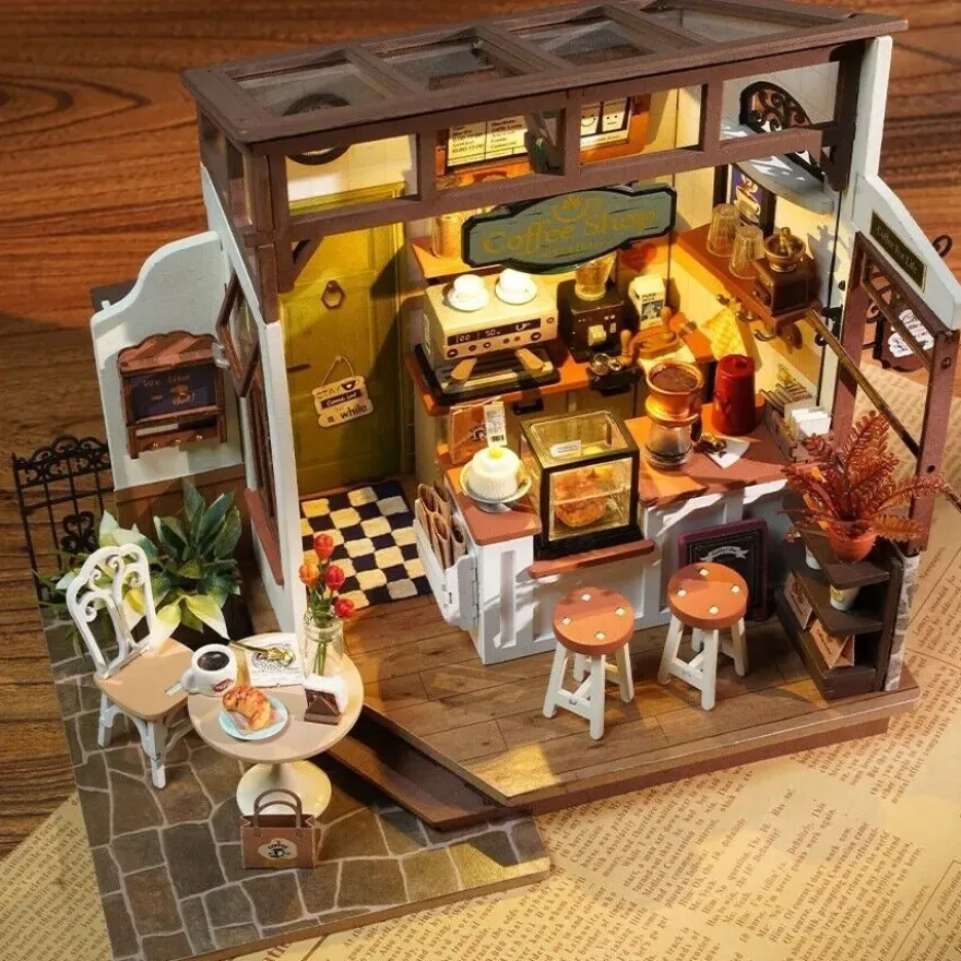 Rolife 3D-Holz-Puzzle DIY Coffee-Shop