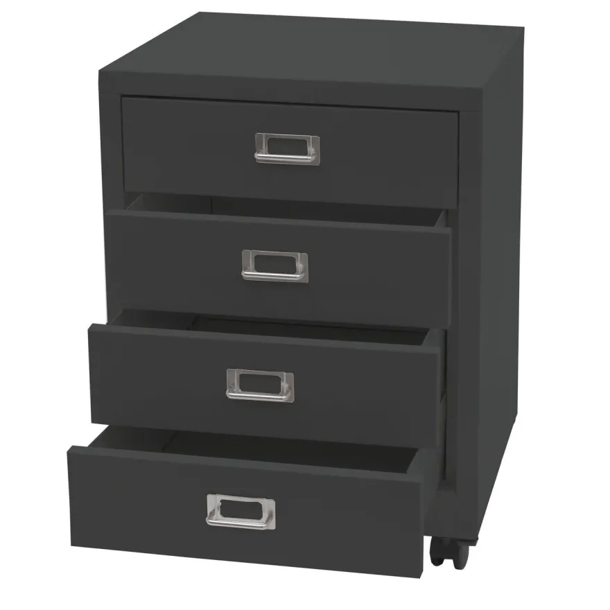 Rollcontainer HWC-L49, Schubladenschrank, Metall 55x40x41cm 4 Schubladen
