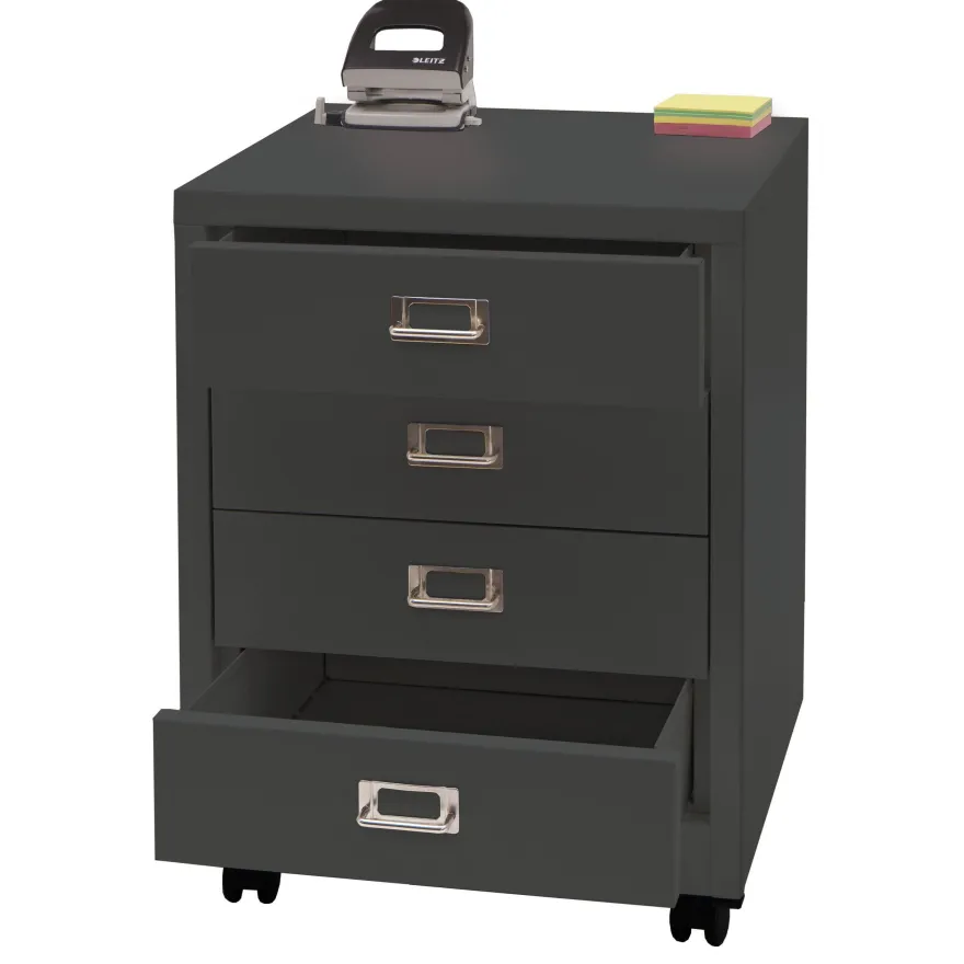 Rollcontainer HWC-L49, Schubladenschrank, Metall 55x40x41cm 4 Schubladen