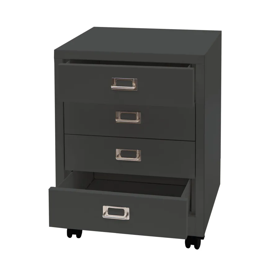 Rollcontainer HWC-L49, Schubladenschrank, Metall 55x40x41cm 4 Schubladen
