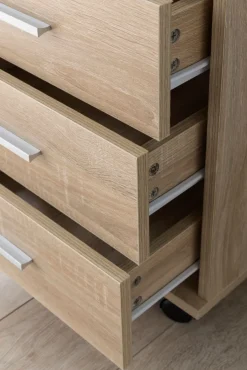 Rollcontainer ISONZO Holz 4 Schubladen Ablage mit Rollen 40x33x71 cm
