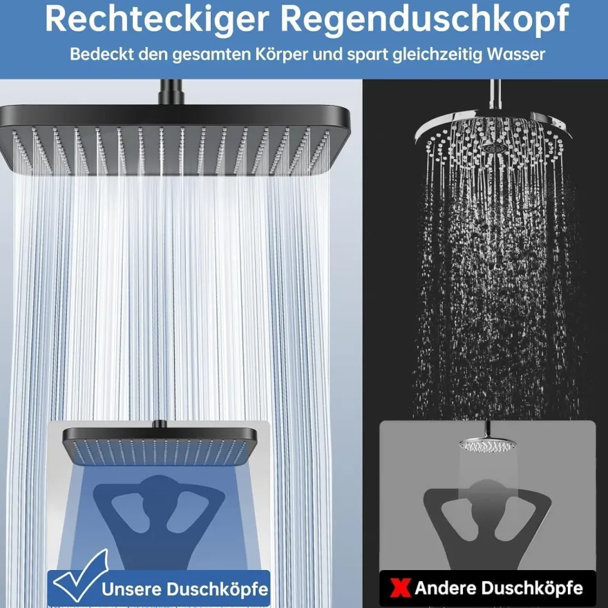 RONVIE 13 Zoll Duschkopf Regendusche, Fester Regenduschkopf Duschbrause mit