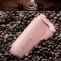 Rosa Edelstahl Kaffeebecher to go Thermobecher Doppelwand Isoliert 510ml