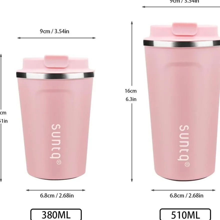 Rosa Edelstahl Kaffeebecher to go Thermobecher Doppelwand Isoliert 510ml